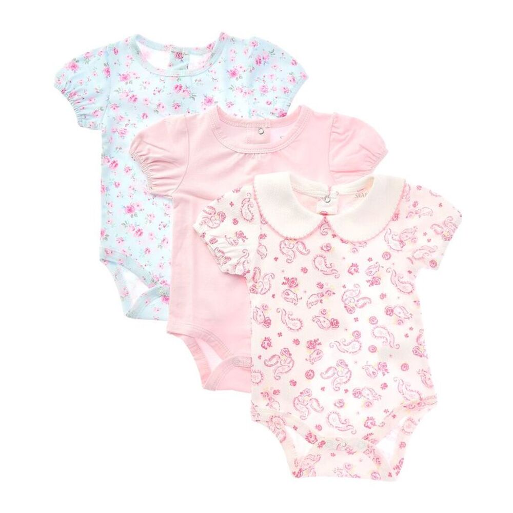 Shabby Chic Girls  3Pk Bodysuits, White